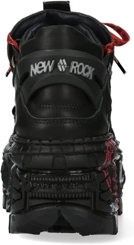 New Rock Boots WALL106-C9 Mens Metallic Black Leather Platform Gothic Boots