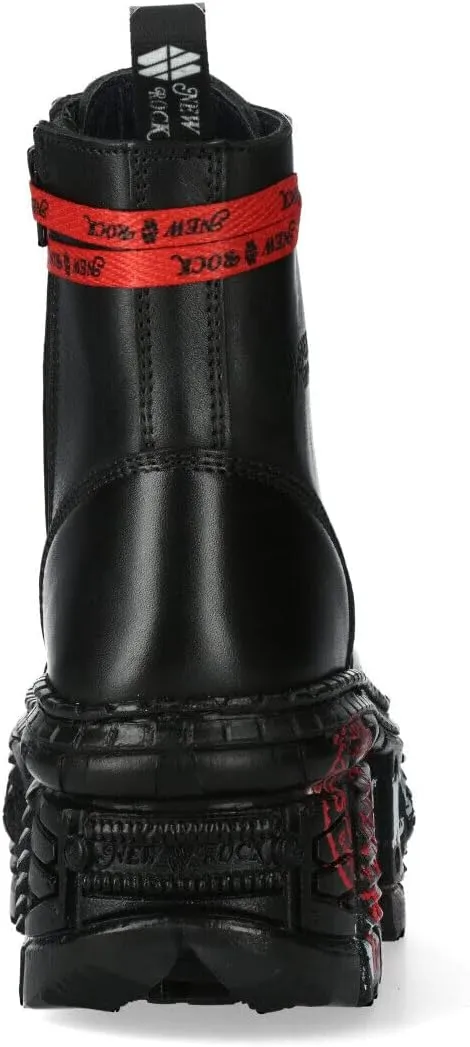 New Rock Boots WALL126CCT-C1 Unisex Metallic Black Leather Platform Gothic Boots