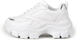 Niluber Women's Chunky Platform Sneakers Hologram Black White Silver Lace-Up Casual Fashion Walking Sport Rave Shoes