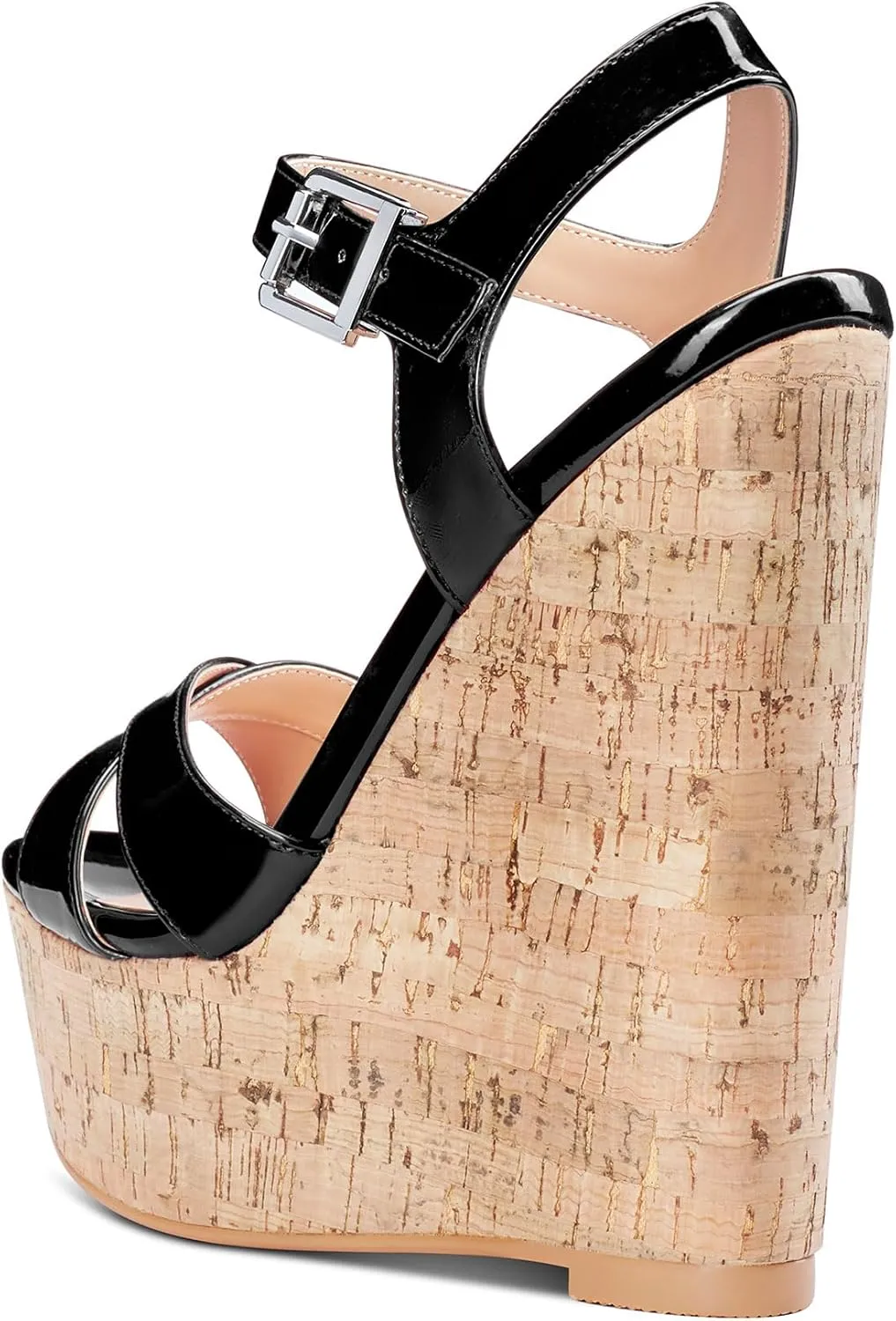 NobleOnly Women's Wedge High Heels Platform Ankle Strap Sandals Open Toe Slingback Basic Office Sandal 6" Heel Shoes