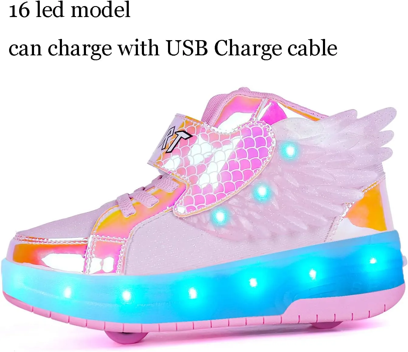 Nsasy Kids Roller Shoes Boy Girl Sneakers with Wheels Become Sport Sneaker with Led for Christmas Birthday Children Show Gift