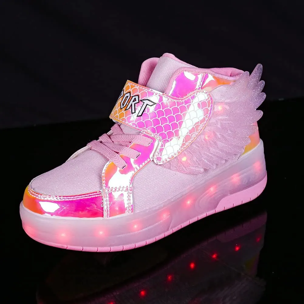 Nsasy Kids Roller Shoes Boy Girl Sneakers with Wheels Become Sport Sneaker with Led for Christmas Birthday Children Show Gift