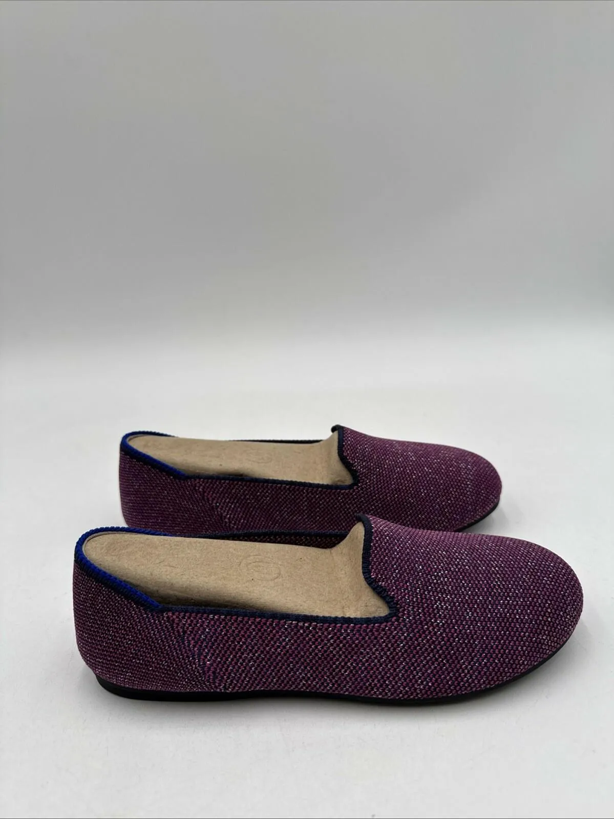 NWOB ROTHY’S Loafer Purple Sparkle Knit Round Toe Slip On Flats Kids Size 2 - Very Good