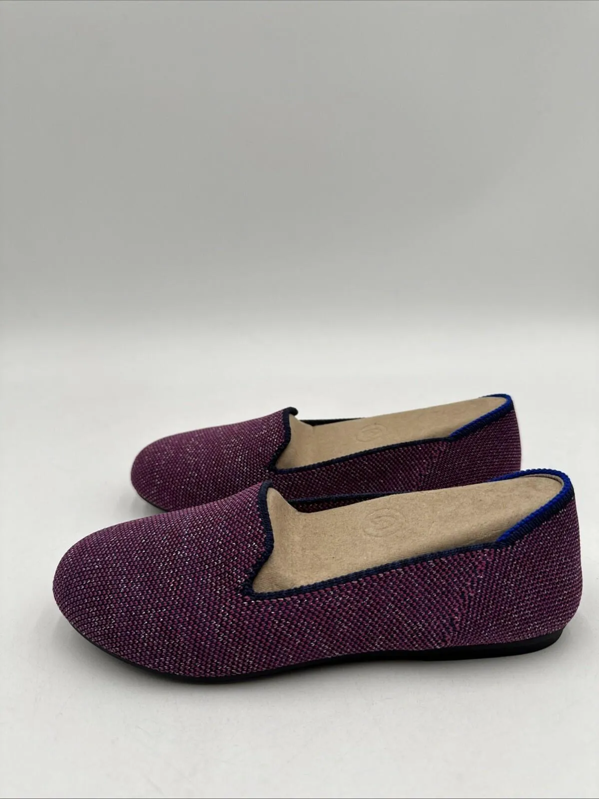 NWOB ROTHY’S Loafer Purple Sparkle Knit Round Toe Slip On Flats Kids Size 2 - Very Good