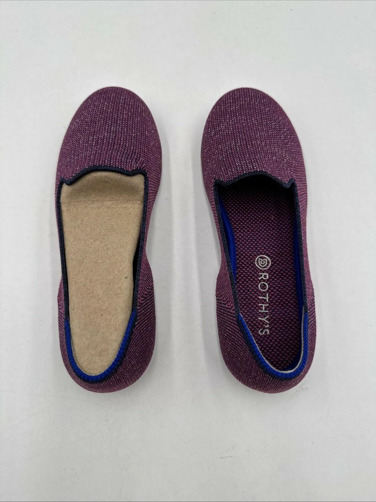 NWOB ROTHY’S Loafer Purple Sparkle Knit Round Toe Slip On Flats Kids Size 2 - Very Good