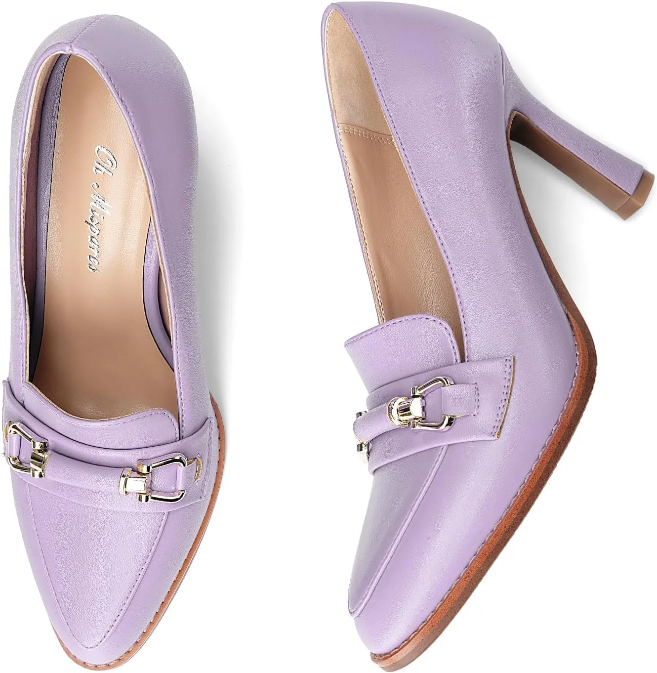 Oh Mispares Women’s Stiletto High Heel Pumps Pointed Toe Slip-on Loafers Shoes for Office Work Casual Daily Life Party 3.5 Inches Heels