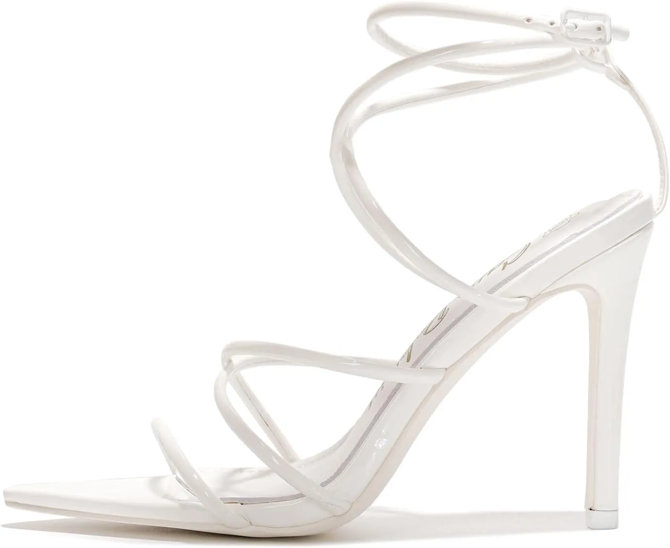 Open Toe Strappy Heels for Women- Elegant Pointy Nude Heels for Women with Ankle Strap, Genuine Leather Insole & 3.75-inch Stiletto Heel- High Heel Womens Strappy Sandals(Ada.a)