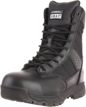 Original S.W.A.T. Metro 9" Side Zip Safety Toe - Boots for Men - Durable Leather - Textile Upper - EVA Midsole Black US Men's 7.5, Women's 9 Medium
