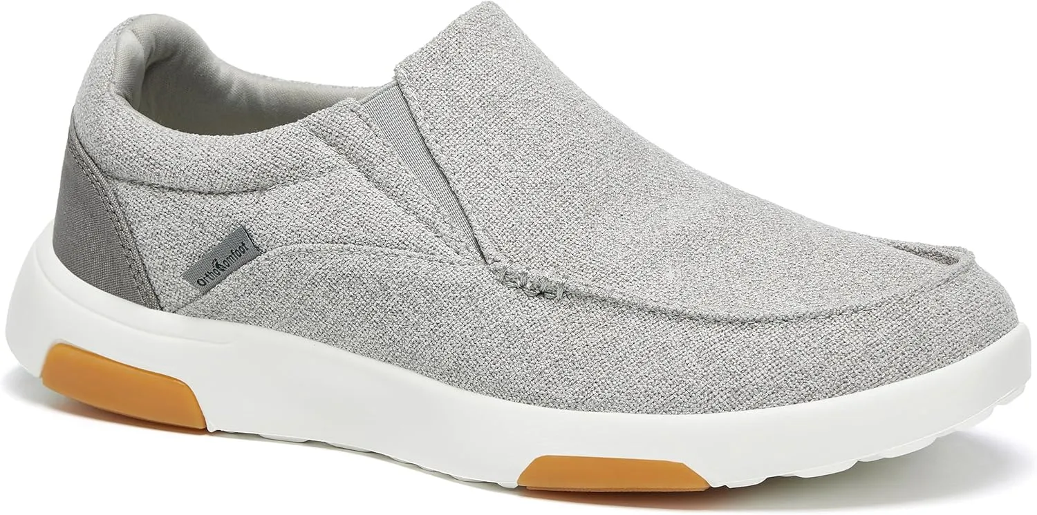 OrthoComfoot Orthopedic Walking Shoes for Mens, Flat Feet Plantar Fasciitis Sneakers for Flat Feet with Arch Support, Canvas Loafers for High Arch Grey Size 13