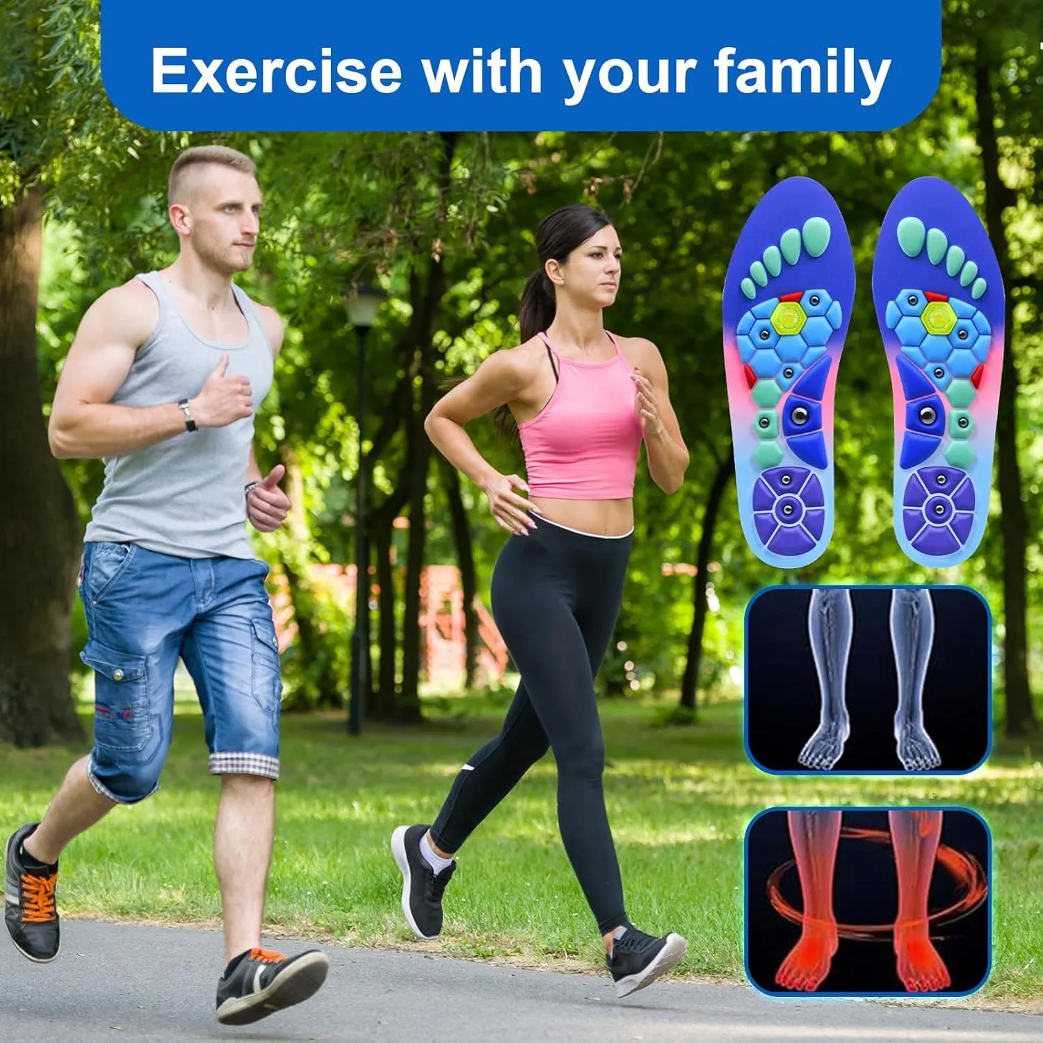 Orthopedic Acupressure Insoles for Men & Women, Reflexology Massage Foot Insoles for Pain Relief, Comfortable Support for Daily Use (Blue Pink, M(Men 7.5-9/Women8.5-10))