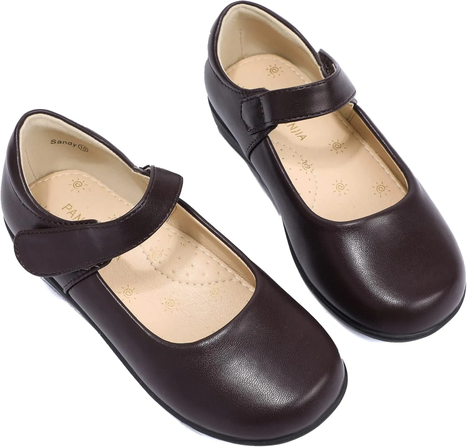 PANDANINJIA Sandy Girls Mary Jane School Uniform Shoes Dress Girls Flats for Toddler Little Kid Big Kid