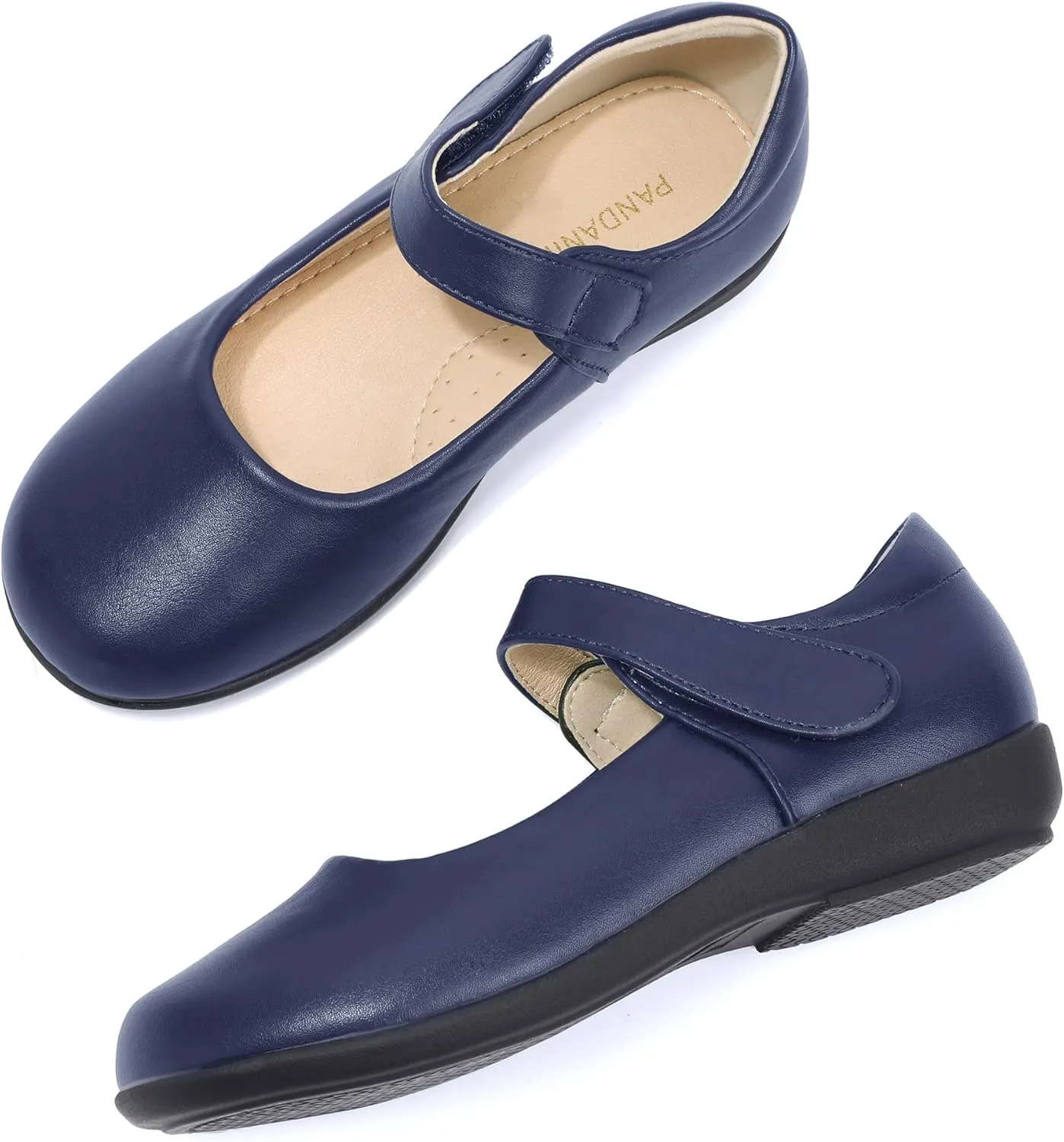PANDANINJIA Sandy Girls Mary Jane School Uniform Shoes Dress Girls Flats for Toddler Little Kid Big Kid