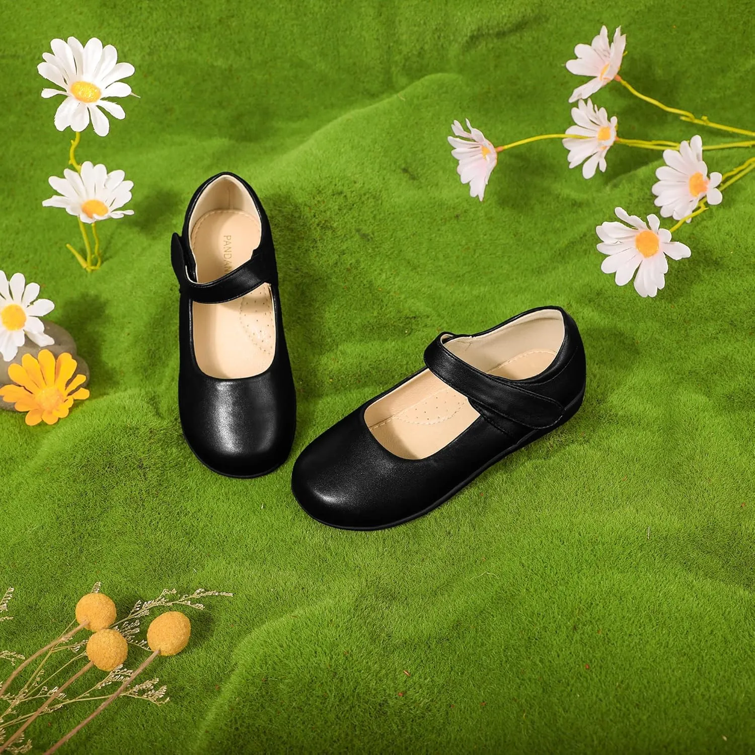 PANDANINJIA Sandy Girls Mary Jane School Uniform Shoes Dress Girls Flats for Toddler Little Kid Big Kid