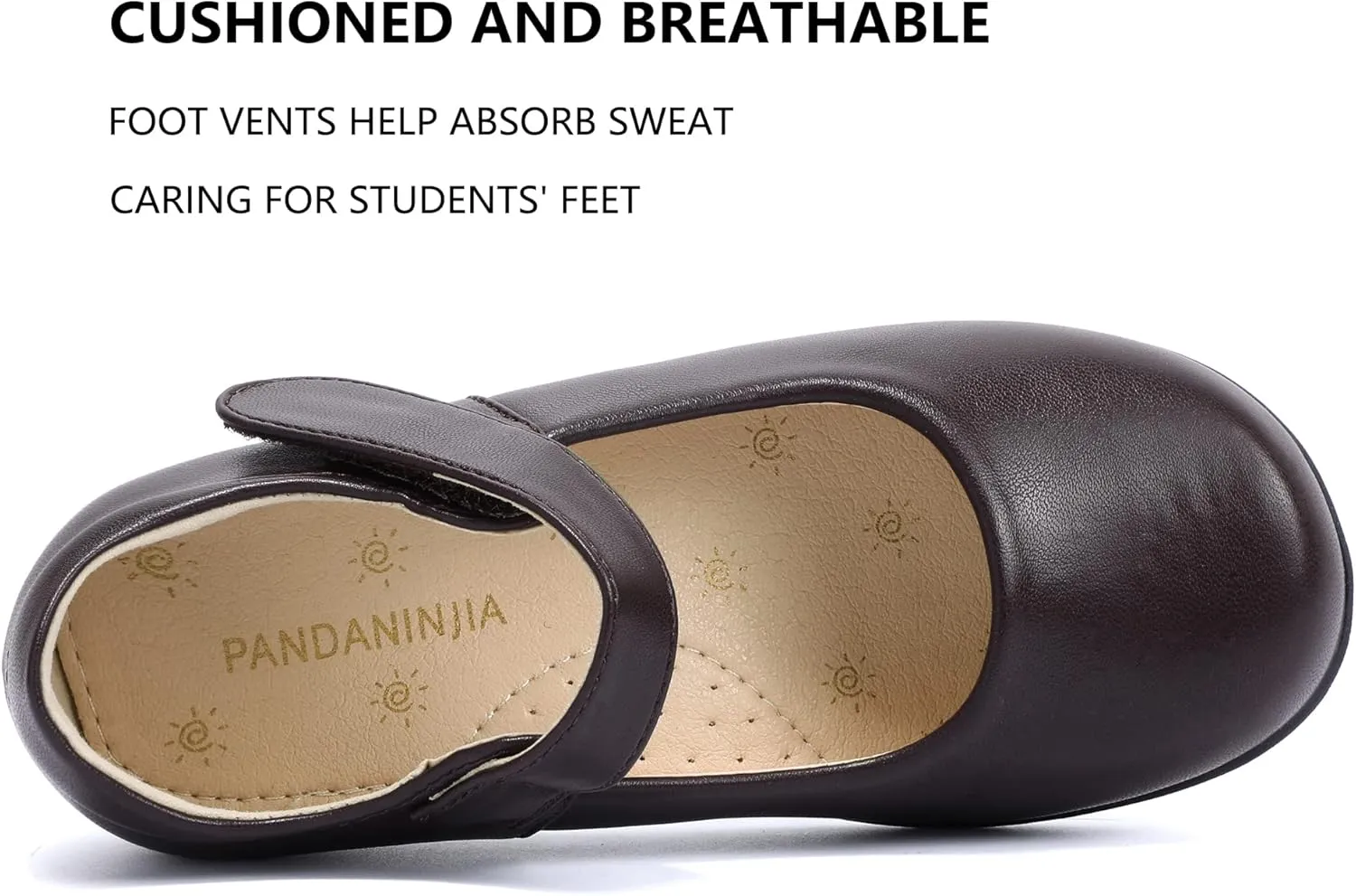 PANDANINJIA Sandy Girls Mary Jane School Uniform Shoes Dress Girls Flats for Toddler Little Kid Big Kid