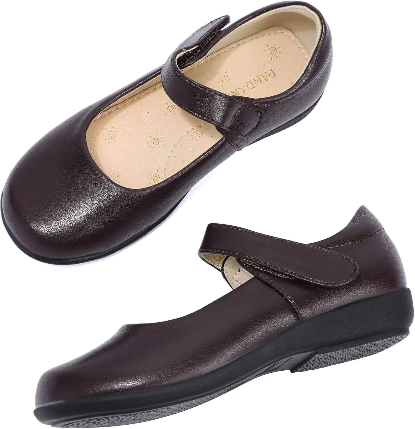 PANDANINJIA Sandy Girls Mary Jane School Uniform Shoes Dress Girls Flats for Toddler Little Kid Big Kid