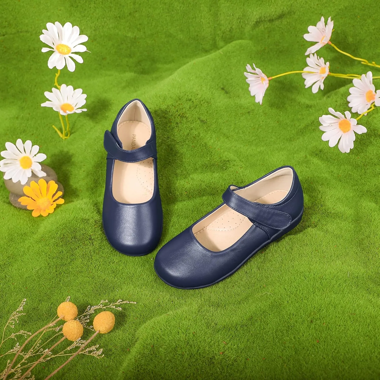 PANDANINJIA Sandy Girls Mary Jane School Uniform Shoes Dress Girls Flats for Toddler Little Kid Big Kid