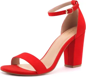 PARTY Women's Chunky Heels Open Toe Ankle Strap 3 inch Heeled Sandals