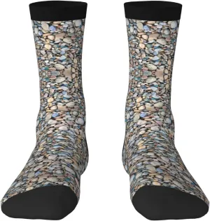 Pebble Stone Pattern Print Novelty Unisex Socks Colorful Stylish Crew Socks Casual Dress Gifts For Men Women