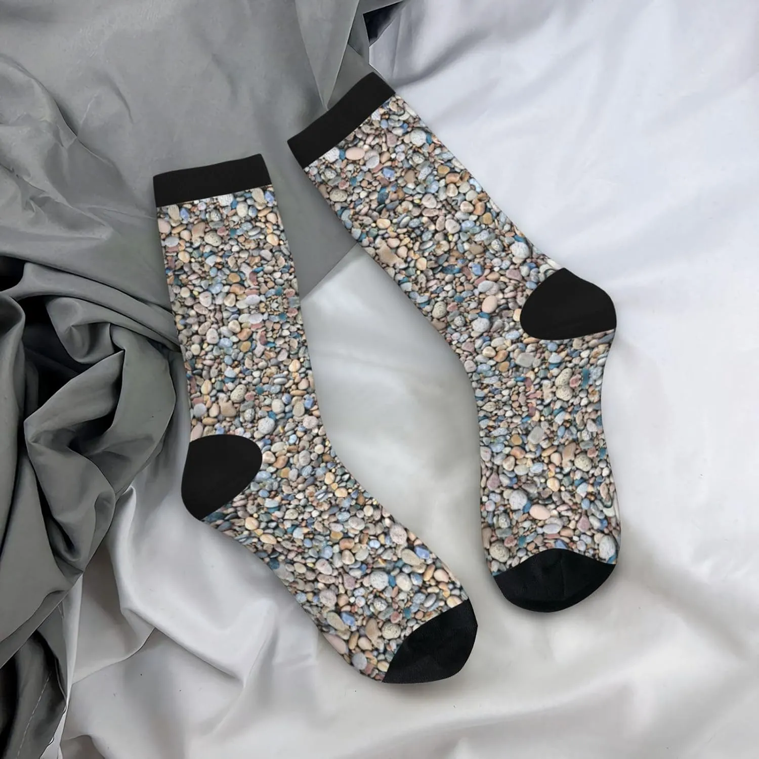 Pebble Stone Pattern Print Novelty Unisex Socks Colorful Stylish Crew Socks Casual Dress Gifts For Men Women