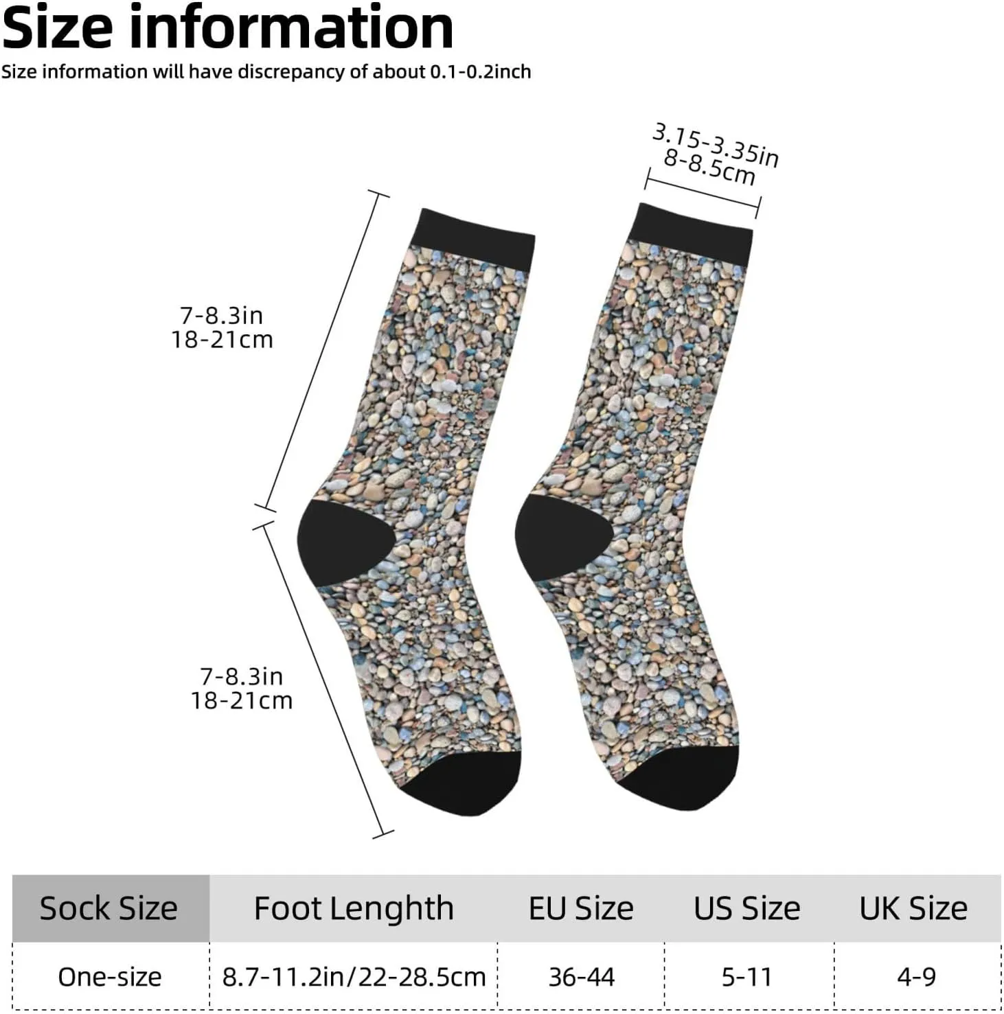 Pebble Stone Pattern Print Novelty Unisex Socks Colorful Stylish Crew Socks Casual Dress Gifts For Men Women