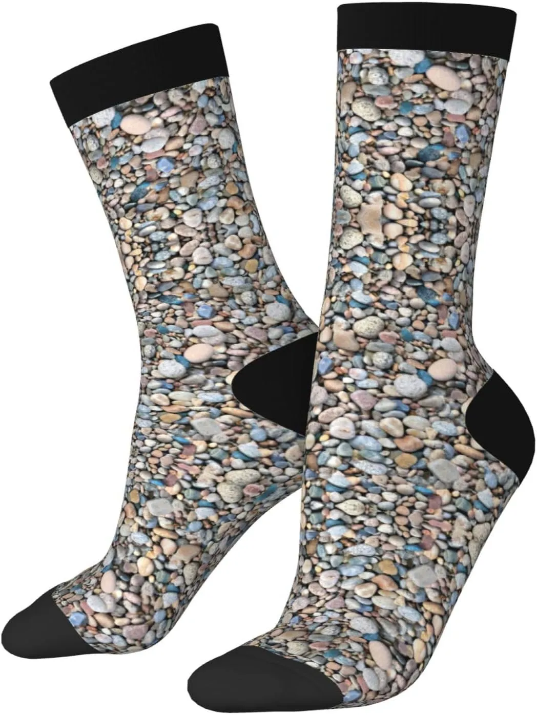 Pebble Stone Pattern Print Novelty Unisex Socks Colorful Stylish Crew Socks Casual Dress Gifts For Men Women