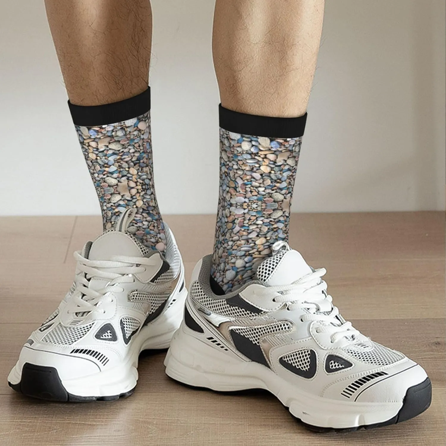 Pebble Stone Pattern Print Novelty Unisex Socks Colorful Stylish Crew Socks Casual Dress Gifts For Men Women
