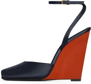 Peep Toe Wedges Sandals for Women Square Open Toe Buckle Ankle Strap Wedge Heels Patent Leather Slip-on Slingback Pumps Sexy Dressy Summer Shoes
