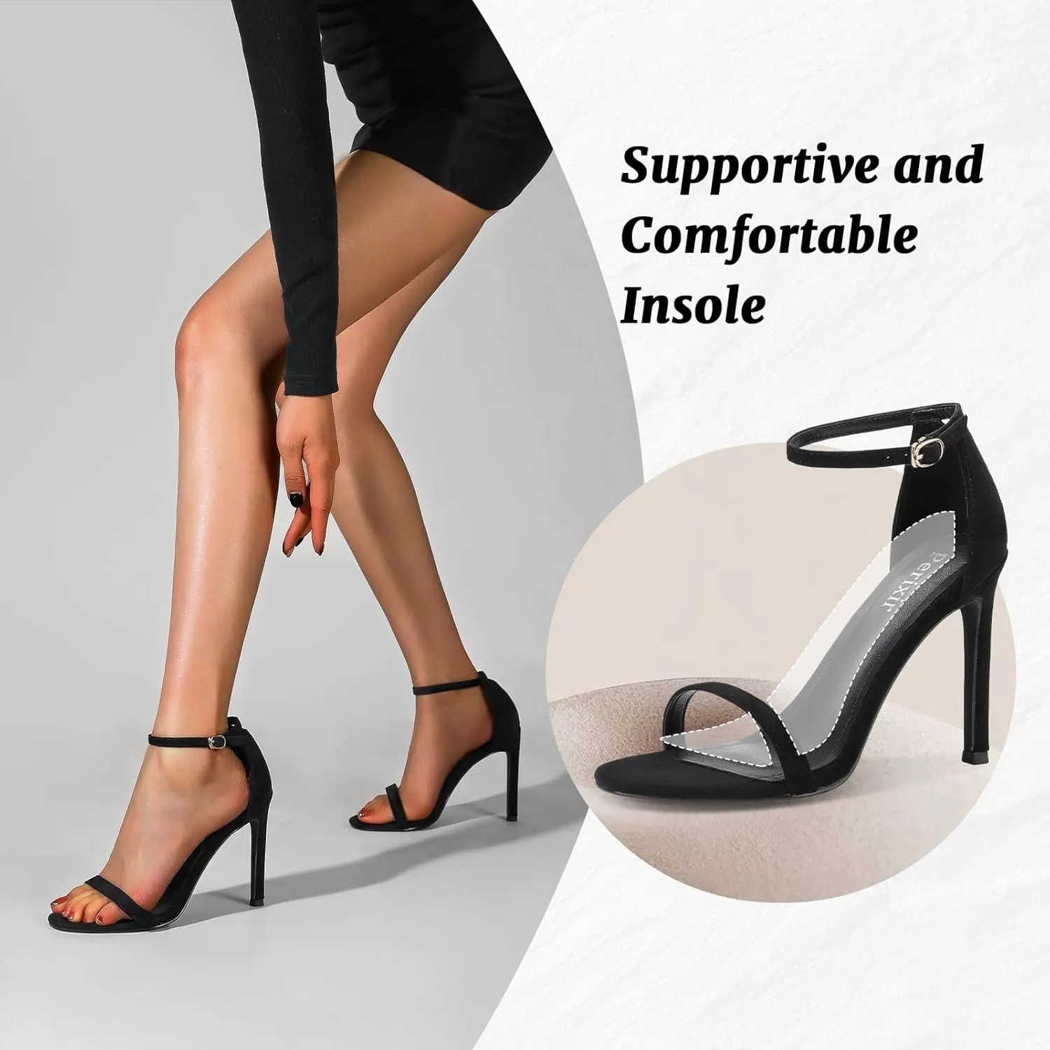 perixir Strappy Heels for Women High Stiletto Heels Sexy Prom Dressy Sandals Ankle Strap Heels Dainty Rope Stiletto Heel