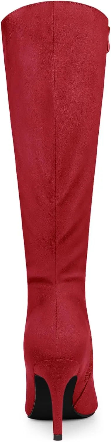 Perphy Pointed Toe Side Zip Stiletto Heel Tall Boot Thigh Knee High Boots for Women