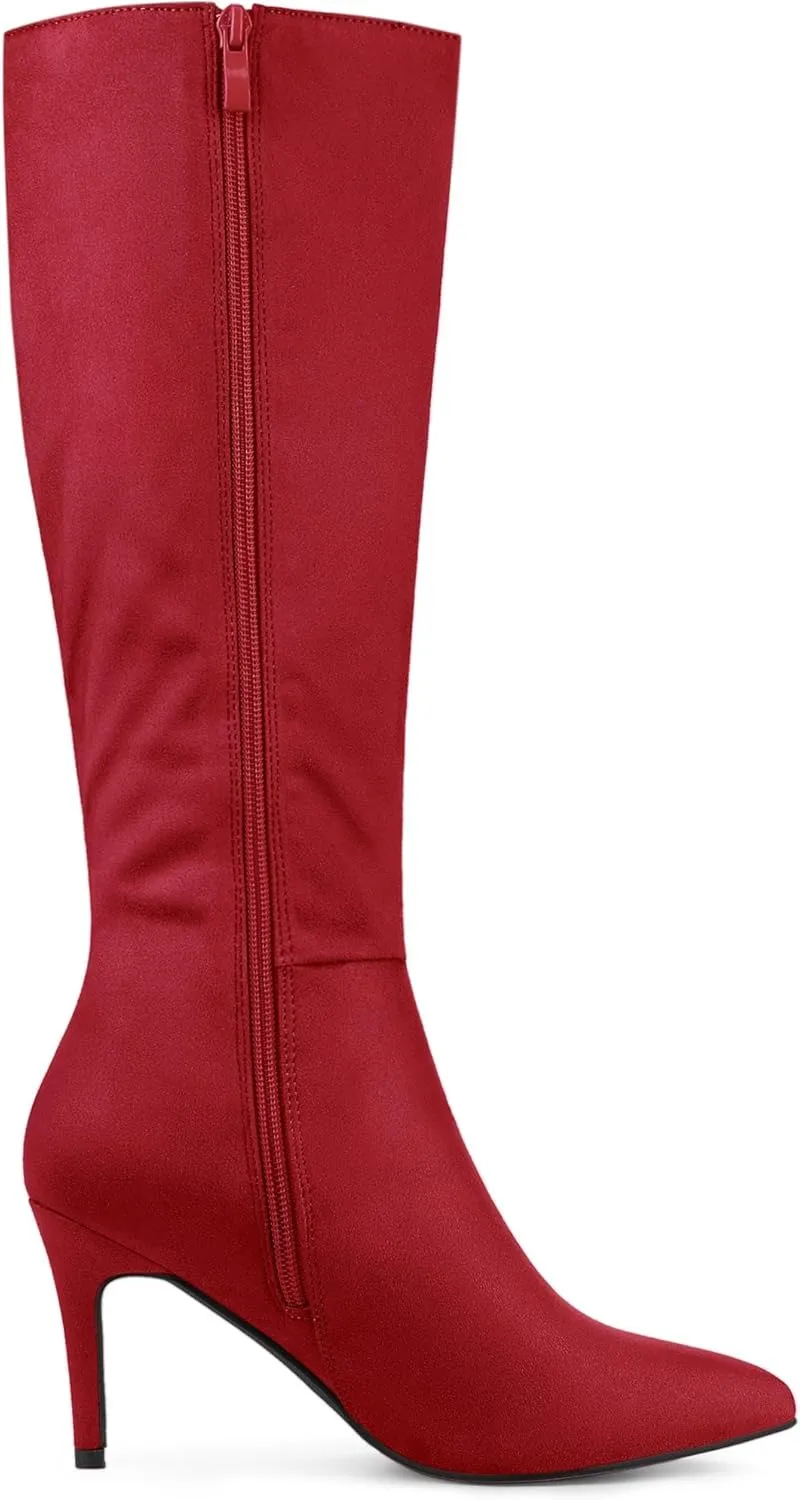 Perphy Pointed Toe Side Zip Stiletto Heel Tall Boot Thigh Knee High Boots for Women