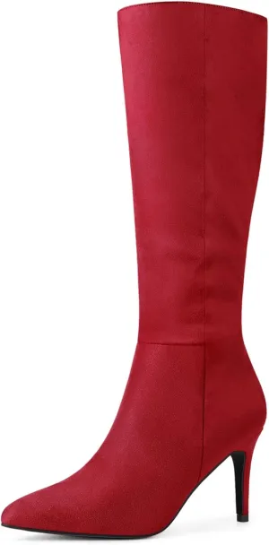 Perphy Pointed Toe Side Zip Stiletto Heel Tall Boot Thigh Knee High Boots for Women