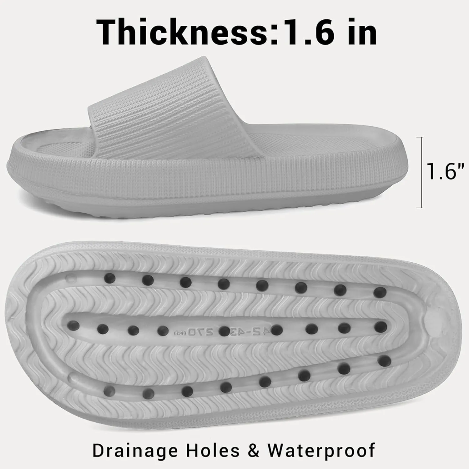 Pillow Slippers for Women and Men Non-Slip Shower Slides Shoes Comfort Cloud House Sandals Thick Sole Indoor Outdoor