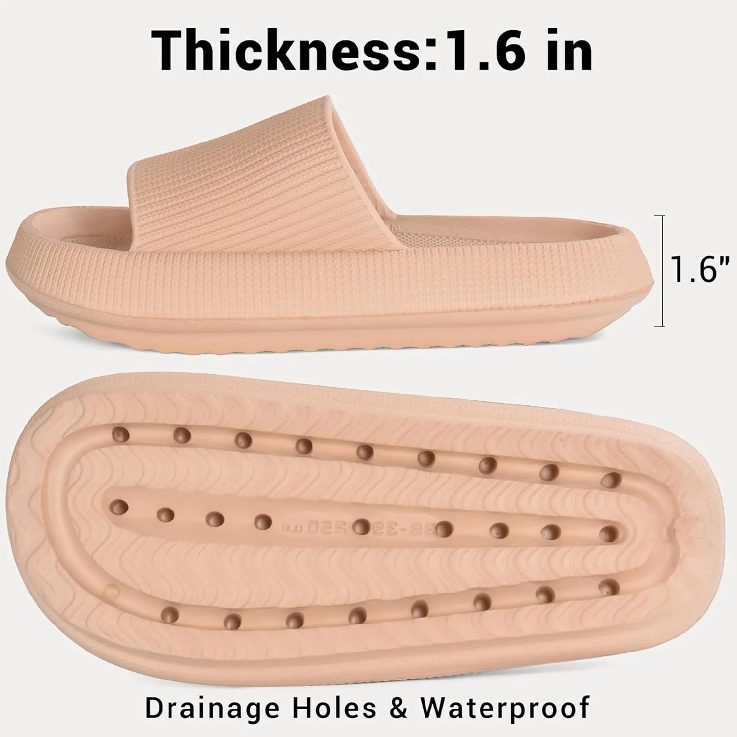 Pillow Slippers for Women and Men Non-Slip Shower Slides Shoes Comfort Cloud House Sandals Thick Sole Indoor Outdoor
