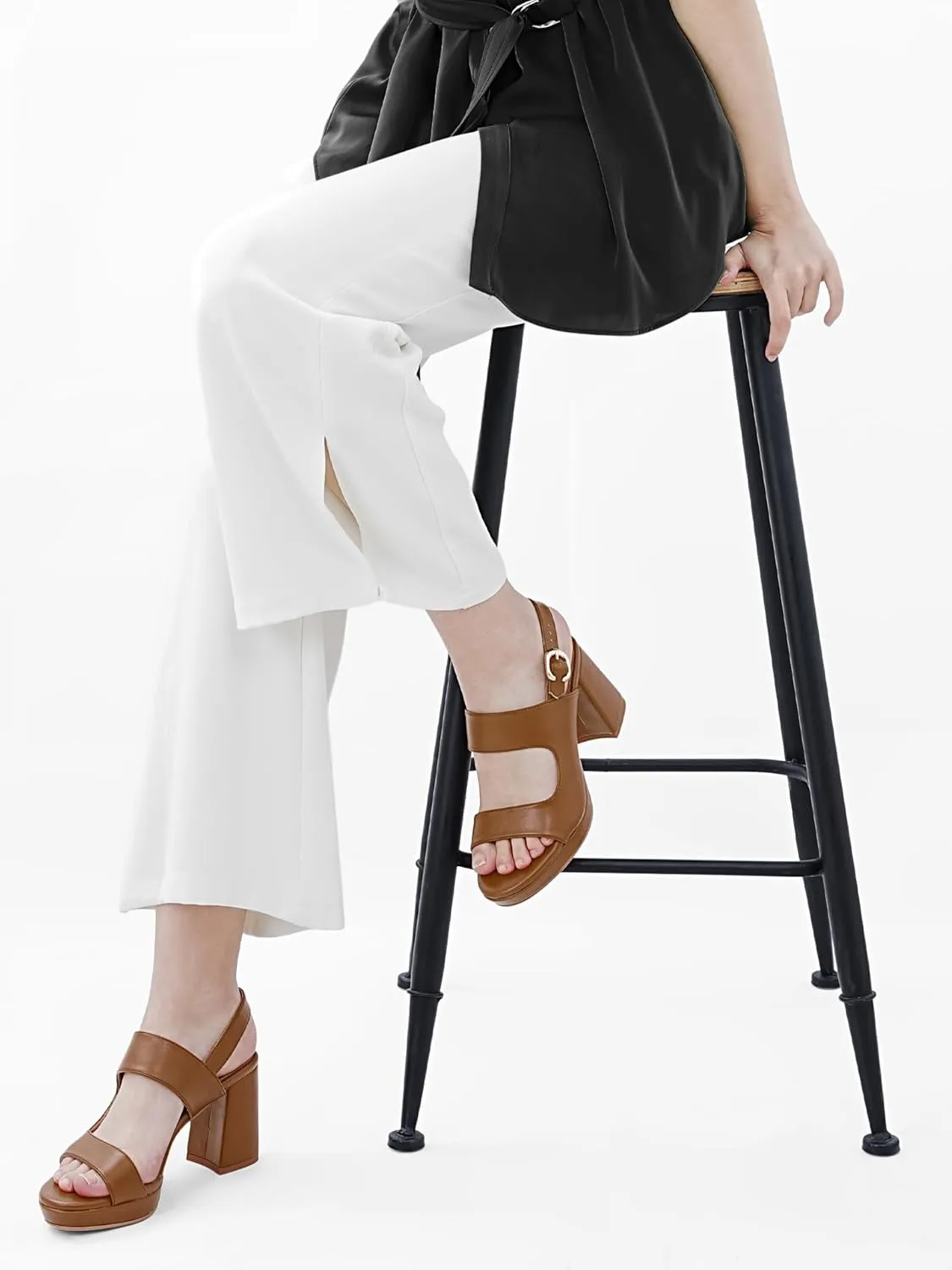 Platform Heels for Women Comfy Chunky Block Heeled Sandal Open Toe Ankle Strap Mid Heel Slingback Sandals Summer Pary Dress Shoes