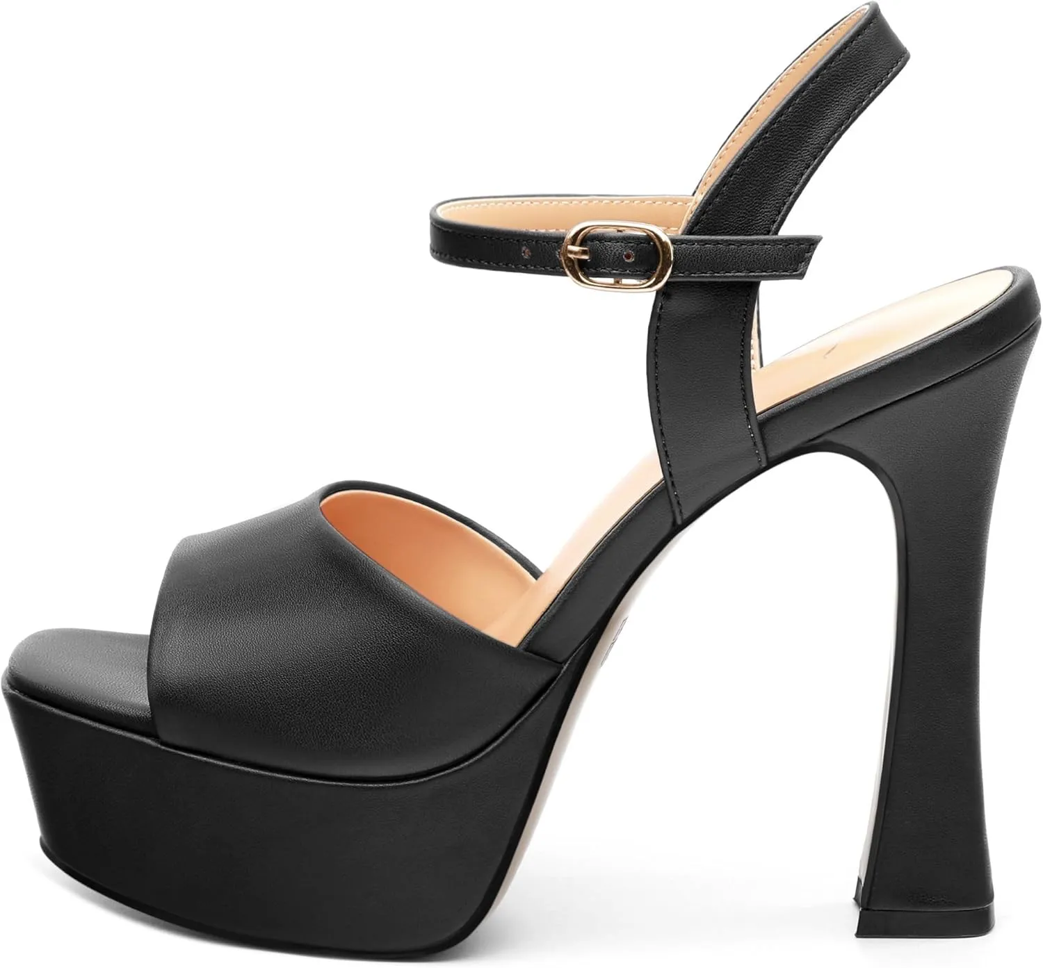 Platform High Heels for Women, Chunky Heels Sandals for Women Comfy Square Open Toe Ankle Strap Stylish Heeled Sandals Party Prom Wedding Dress Pumps Shoes 4.7 Inch