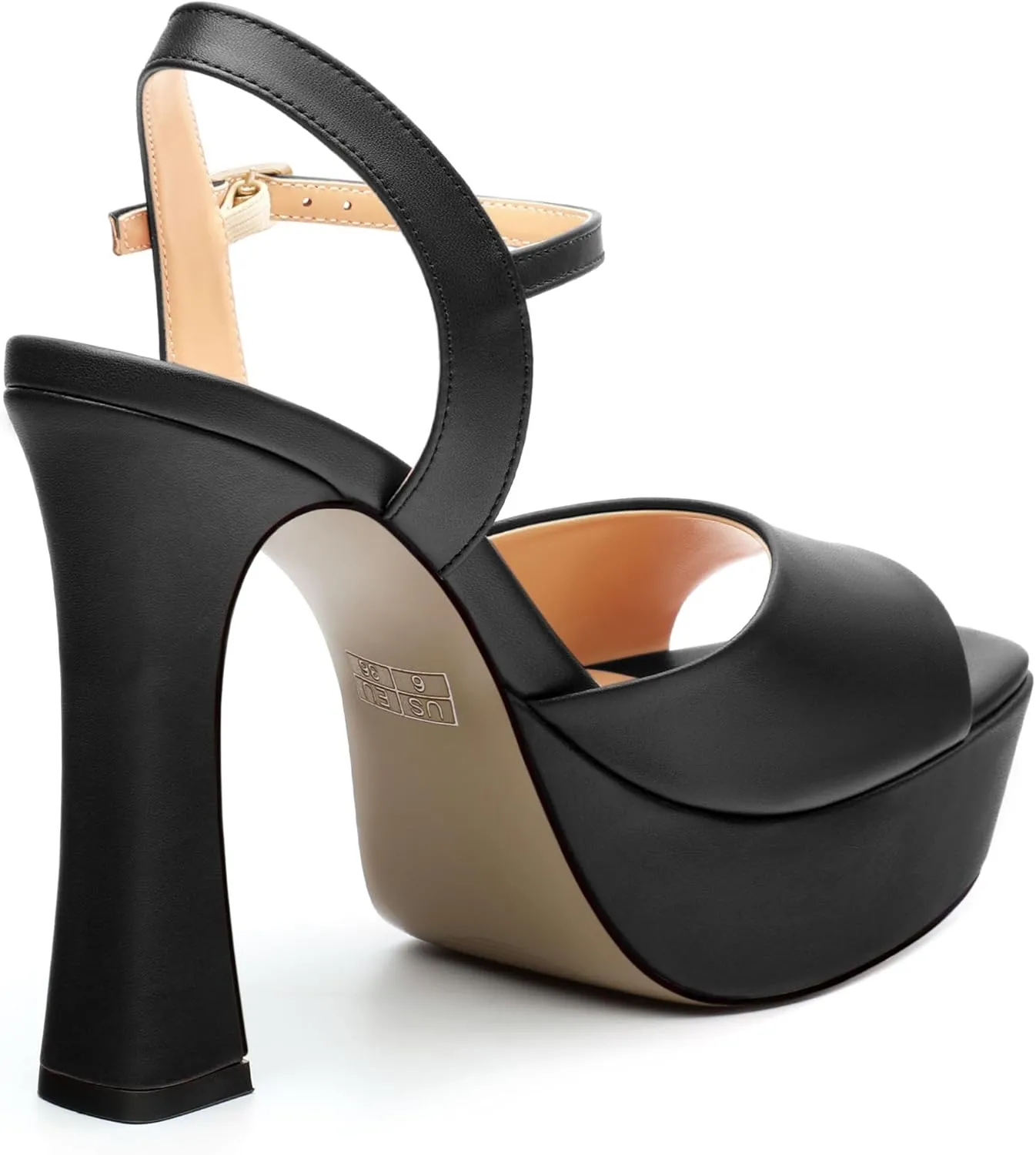 Platform High Heels for Women, Chunky Heels Sandals for Women Comfy Square Open Toe Ankle Strap Stylish Heeled Sandals Party Prom Wedding Dress Pumps Shoes 4.7 Inch