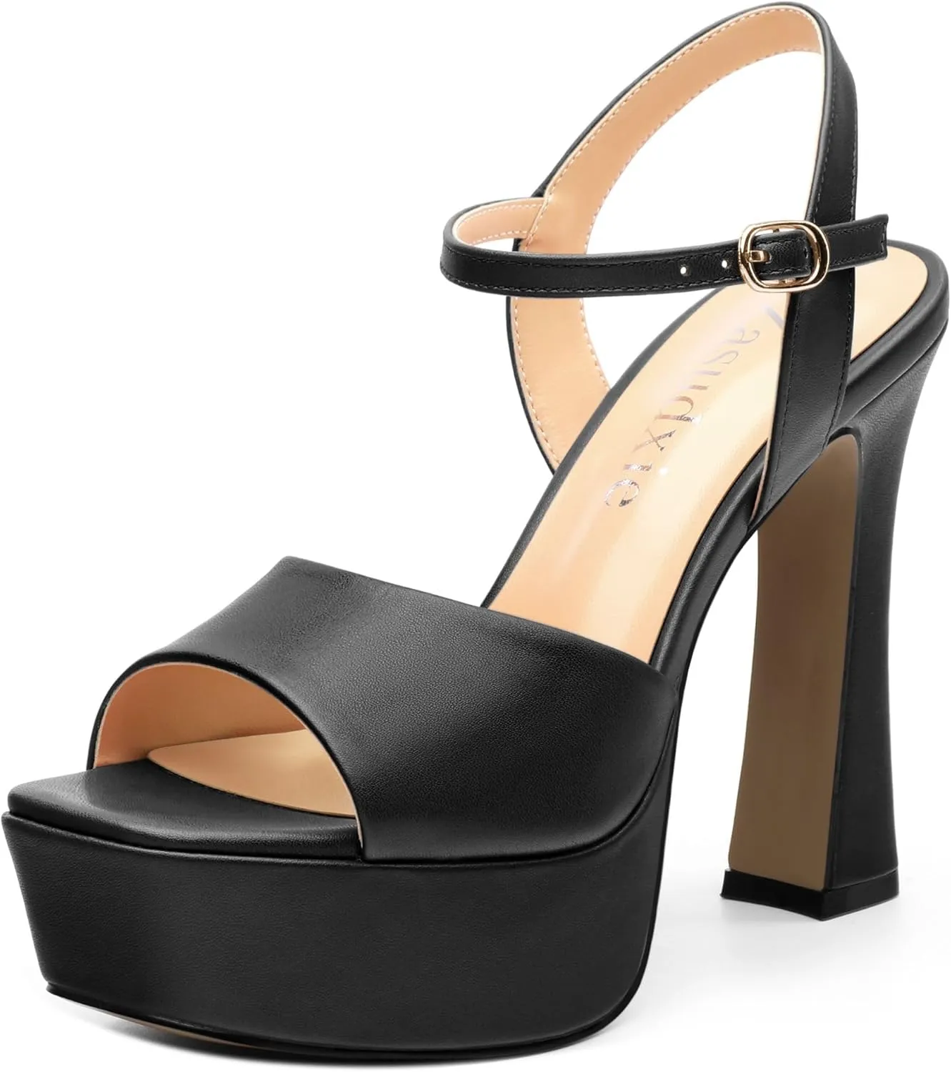Platform High Heels for Women, Chunky Heels Sandals for Women Comfy Square Open Toe Ankle Strap Stylish Heeled Sandals Party Prom Wedding Dress Pumps Shoes 4.7 Inch