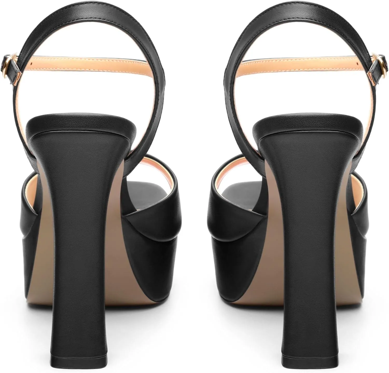 Platform High Heels for Women, Chunky Heels Sandals for Women Comfy Square Open Toe Ankle Strap Stylish Heeled Sandals Party Prom Wedding Dress Pumps Shoes 4.7 Inch