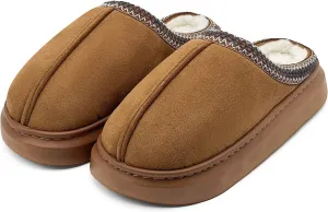 Platform House Slippers for Women, Fur Fleece Lined Winter Bedroom Slippers Soft Warm Snow Mini Boots Anti-Slip Home Slippers
