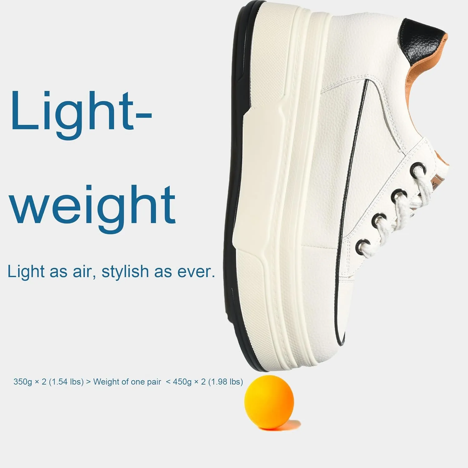 Platform Sneakers for Women - 6cm Heel & 3cm Inner Lift, Comfortable Cushioned Arch Support, Non-Slip Casual Walking Shoes, Microfiber Leather Platform Shoes
