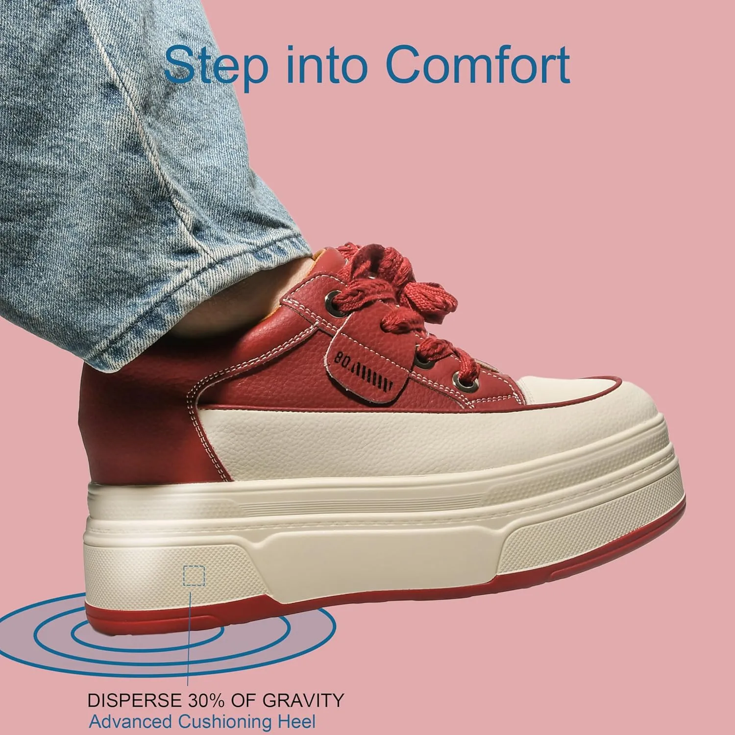 Platform Sneakers for Women - 6cm Heel & 3cm Inner Lift, Comfortable Cushioned Arch Support, Non-Slip Casual Walking Shoes, Microfiber Leather Platform Shoes