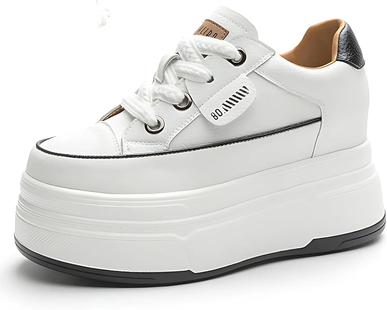 Platform Sneakers for Women - 6cm Heel & 3cm Inner Lift, Comfortable Cushioned Arch Support, Non-Slip Casual Walking Shoes, Microfiber Leather Platform Shoes