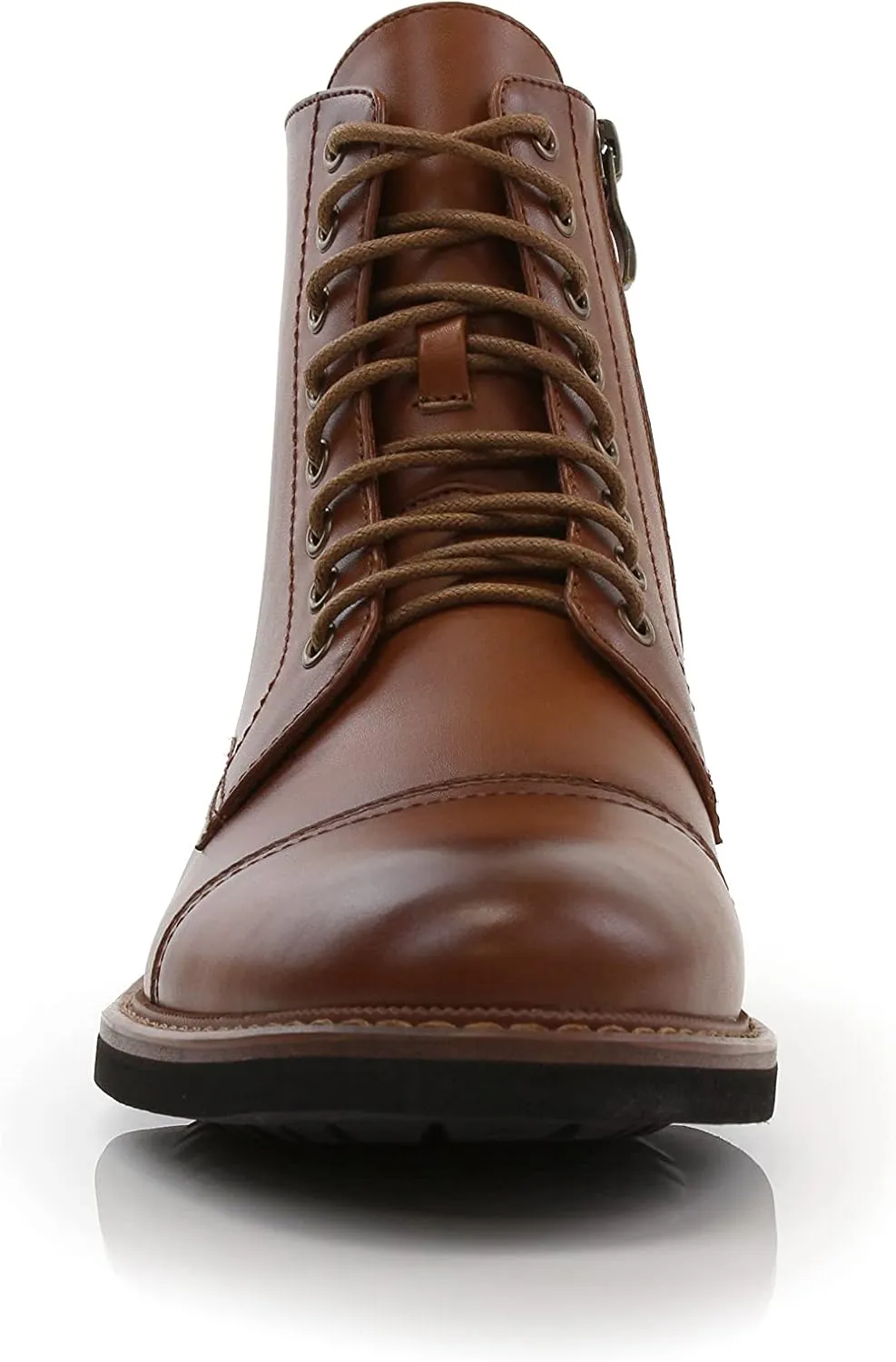 Polar Fox Brooke MPX806061 Grey Woolen and Leather Lace-up Fashion Chukka Boots with Zipper Closure