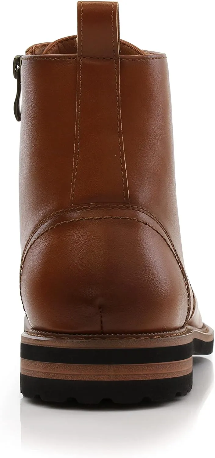 Polar Fox Brooke MPX806061 Grey Woolen and Leather Lace-up Fashion Chukka Boots with Zipper Closure