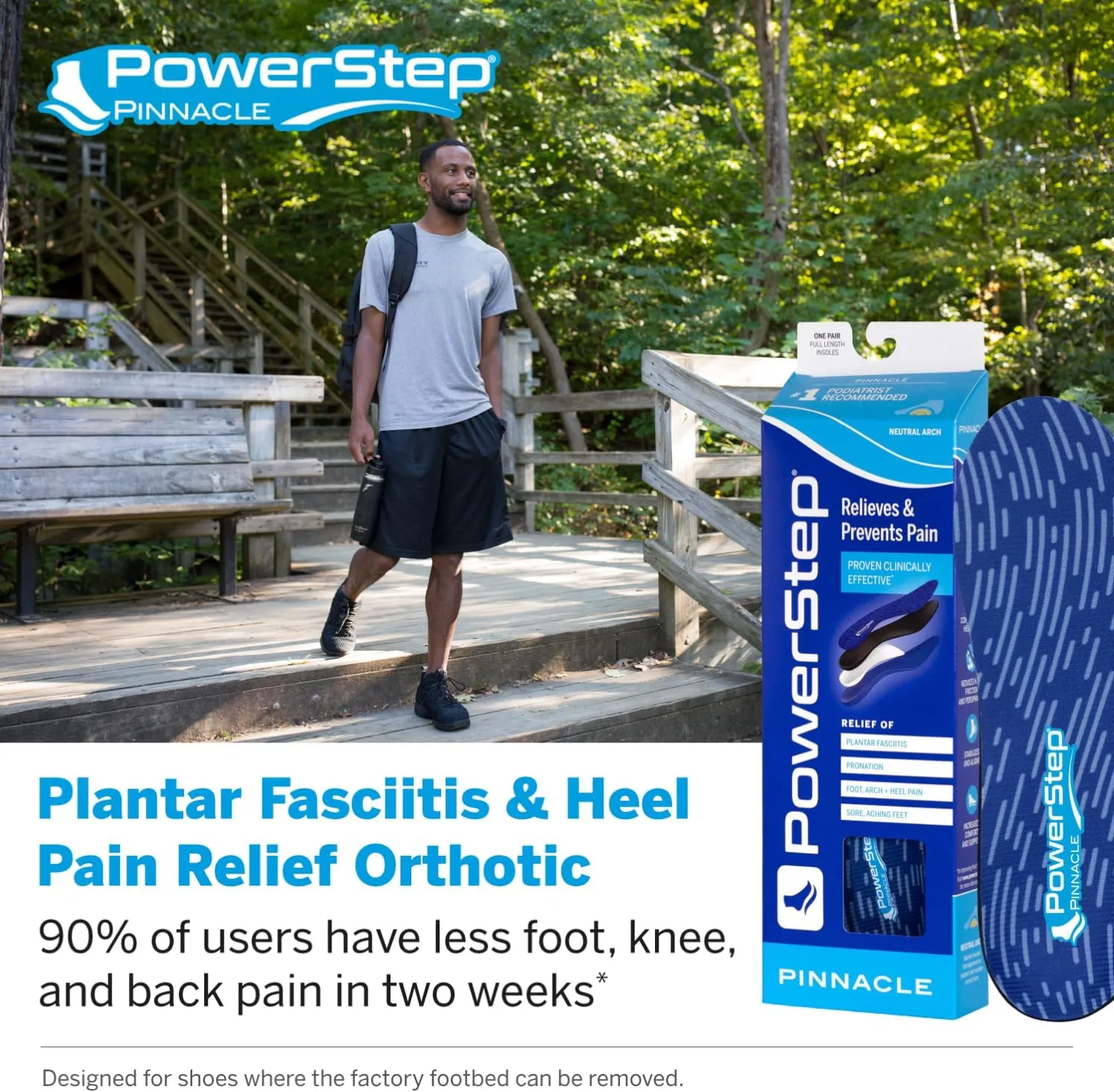 PowerStep Pinnacle Insoles - Orthotics for Plantar Fasciitis Relief – Made in USA Orthotic Insoles for Arch Support with Moderate Pronation - #1 Podiatrist Recommended (M 10-10.5 W 12)