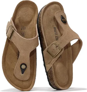 Project Cloud Genuine Leather Thong Sandals Women Water-Resistant Beach Essentials Womens Sandals - Flip Flops for Women Footwear Memory Foam Insole Womens Slides (Britani)