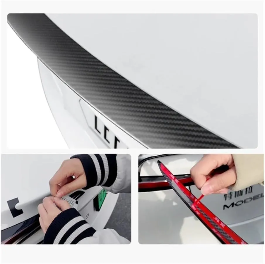 Real Carbon Fiber Spoiler Compatible for Tesla Model S/Y/3 Model 3 Highland Trunk Wing 2017-2023 Car Spoiler Accessories(S Glossy 2021-2024)