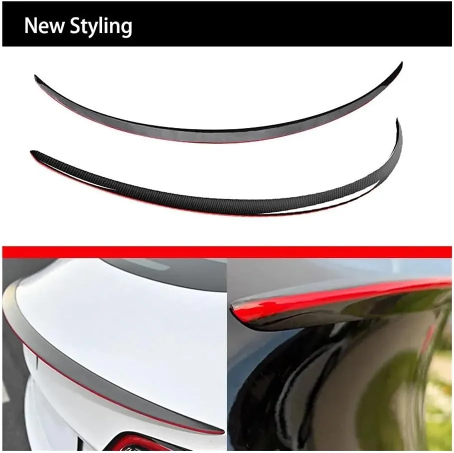 Real Carbon Fiber Spoiler Compatible for Tesla Model S/Y/3 Model 3 Highland Trunk Wing 2017-2023 Car Spoiler Accessories(S Glossy 2021-2024)