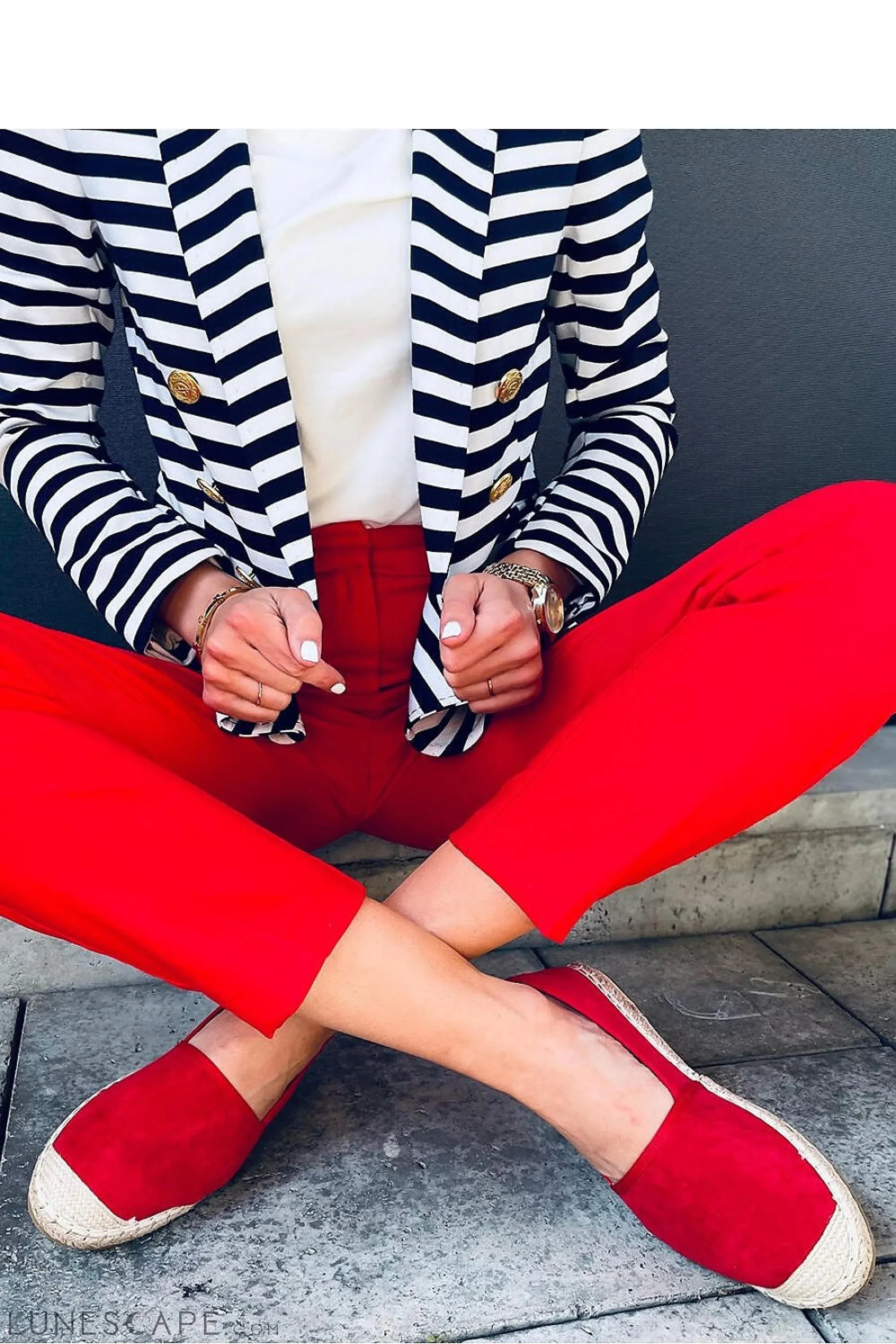 Red Eco-Suede Womens Espadrille Flats with Jute Cap Toe & Braided Midsole