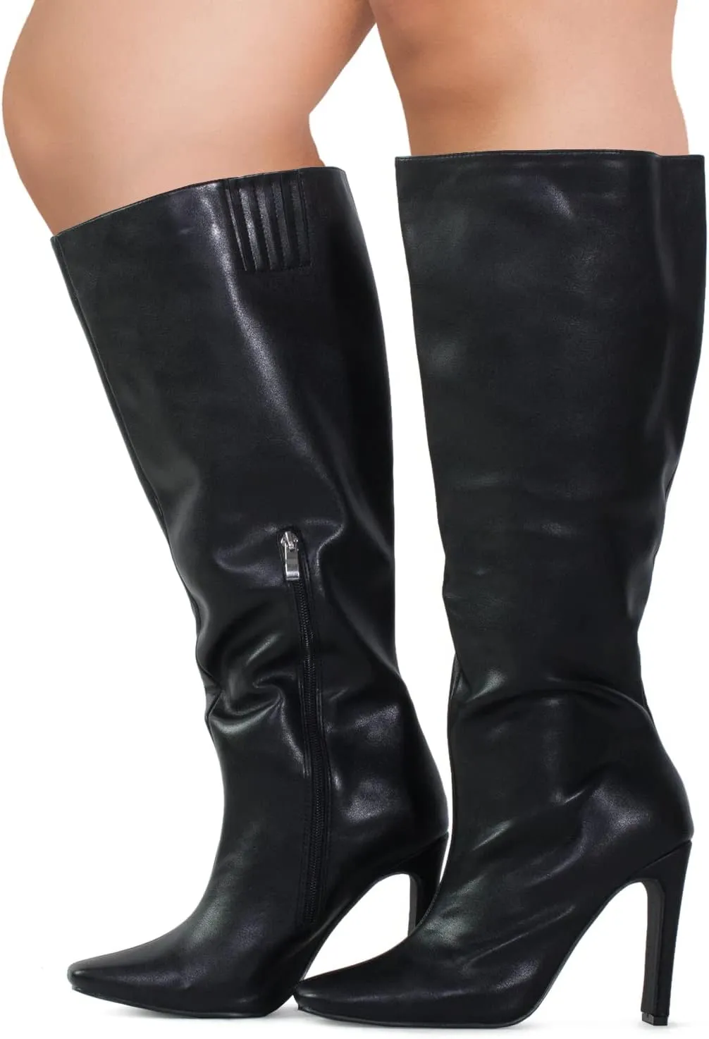RF ROOM OF FASHION Women's Plus Size Square Toe Knee High Dress Boots (Wide Calf Wide Width)
